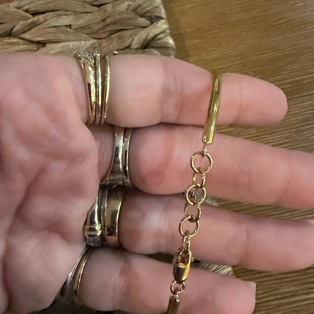 Gold over Sterling Silver Gemstone Flower Bangle Bracelet EUC stamped 925 Fairy - Picture 4 of 6